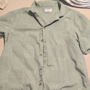 Old Navy Men's Mint Patterned Button Down Shirt